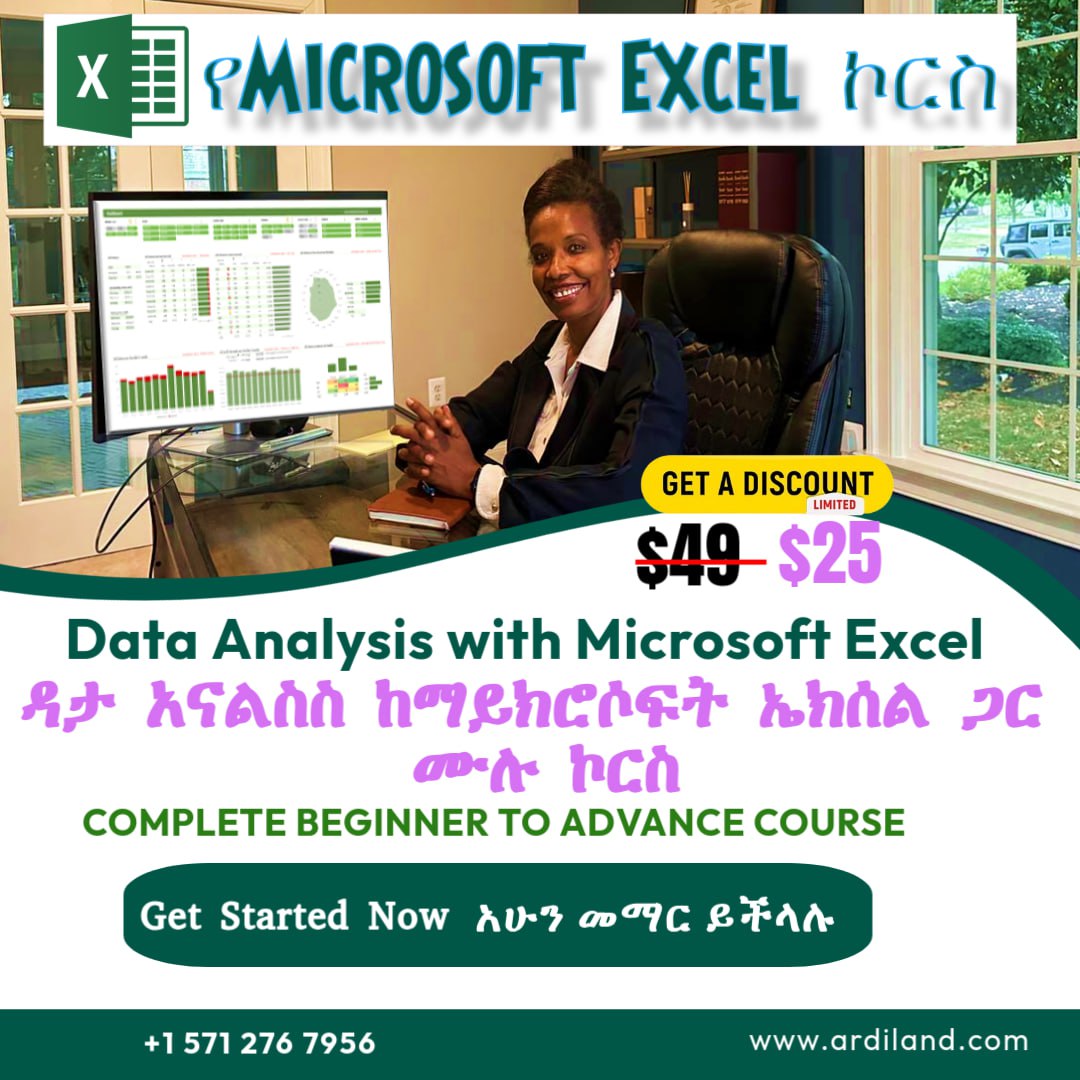 Microsoft Excel from Beginner to Advanced Course in Amharic